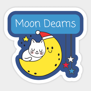 Moon Dreams Sleeping Cat on Moon Sticker